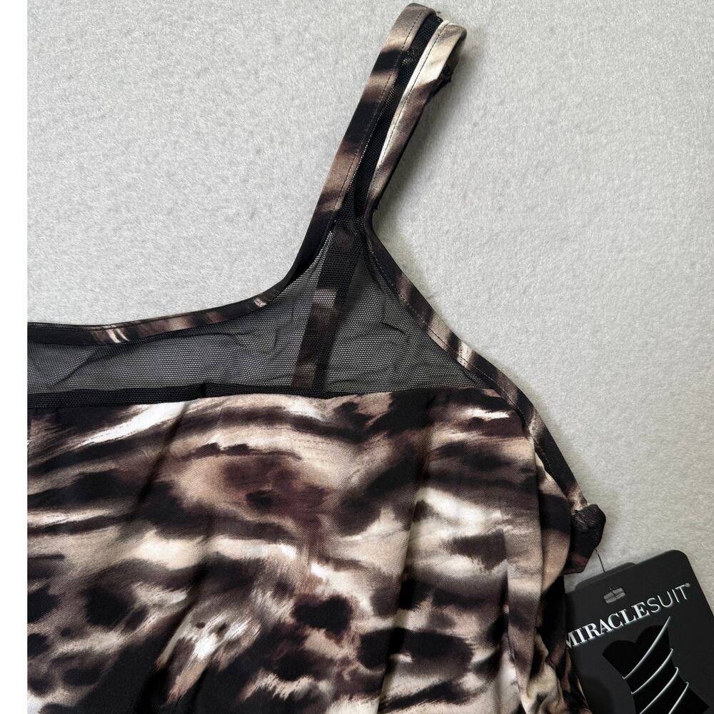 Miraclesuit Tempest Mirage Underwire Tankini Top Black/brown/white 18W $154 - Picture 6 of 12